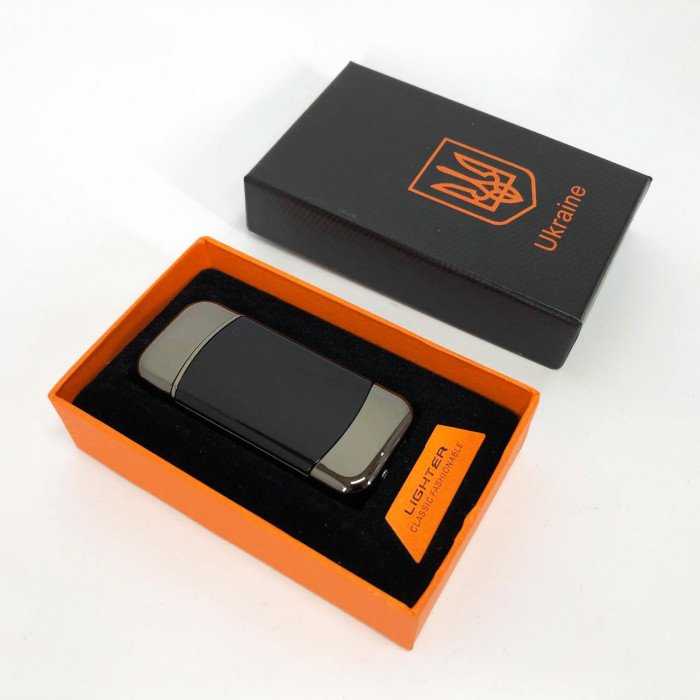 Дугова електроімпульсна запальничка із USB-зарядкою Україна LIGHTER HL-439, із зарядкою. Колір: чорний