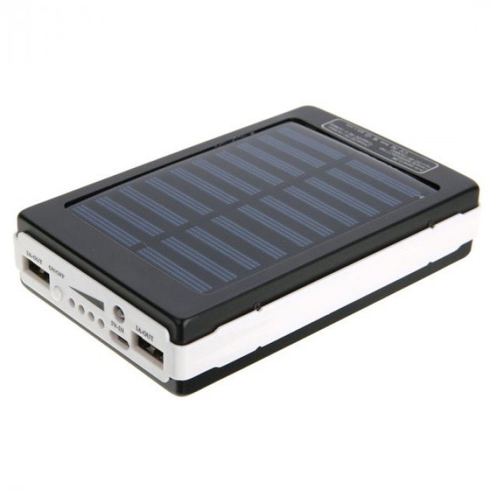 УМБ Power Bank Solar 40000 mAh мобільне зарядне із сонячною панеллю та лампою. Колір: чорний