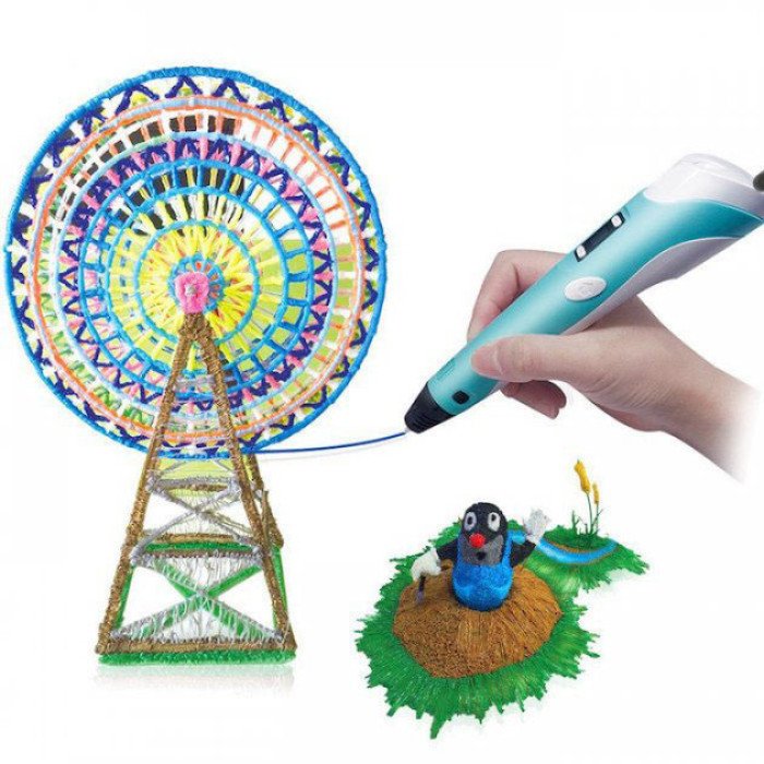 3D ручка Smart 3D Pen 2 c LCD дисплеєм, Цікава ручка 3д для дітей, Оригінальна. Колір: блакитний
