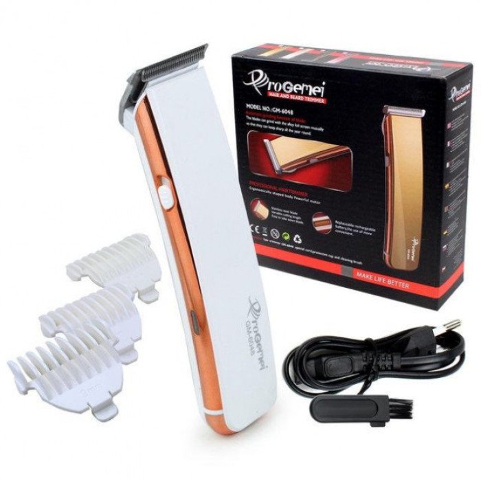 Професійна машинка для стрижки волосся Gemei GM-6048, електробритва для голови. Колір: білий