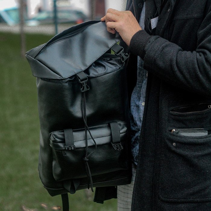 Рюкзак жіночий / чоловічий з еко шкіри. Сумка міська. Рюкзак туристичний. №5928. Колір чорний