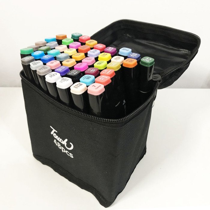 Набір кольорових маркерів 48 шт Набір скетч маркерів для малювання, маркери для малювання двосторонні