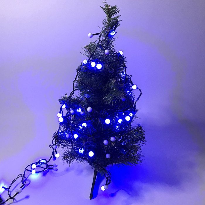 Гірлянда синє світіння, чорний дріт, 5 режимів, 7м