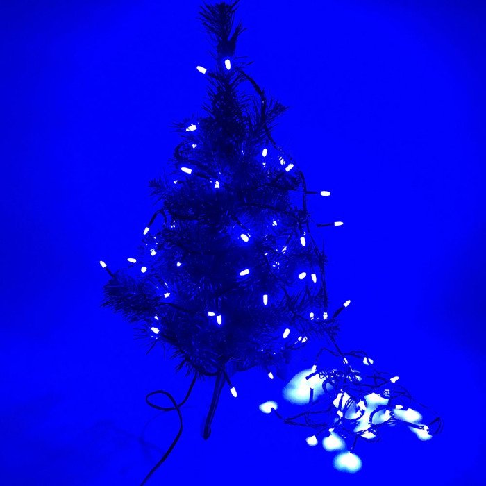 Гірлянда діоди сині, провід чорний, 7м