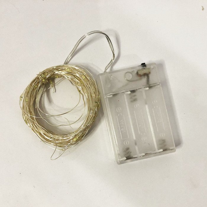 Гірлянда світлодіодна роса на батарейках зелена, провід прозорий, 5м