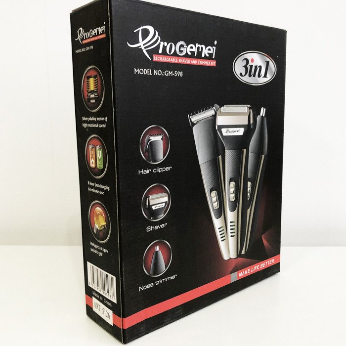 Тример універсальний GEMEI GM-598, професійна електробритва, бритва для бороди. Колір: золотий