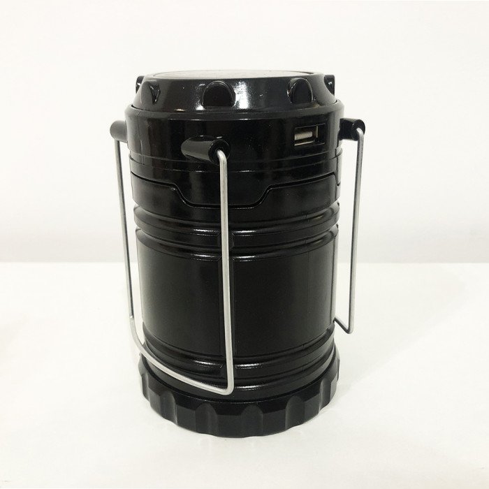 Туристичний ліхтар-лампа на сонячній батареї з павербанком CAMPING MH-5800T (6+1 LED). Колір: чорний