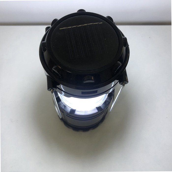 Туристичний ліхтар-лампа на сонячній батареї з павербанком CAMPING MH-5800T (6+1 LED). Колір: чорний