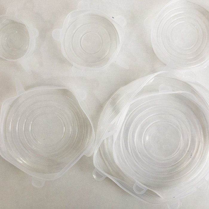 Набір силіконових кришок для посуду 6 шт універсальні. Колір білий