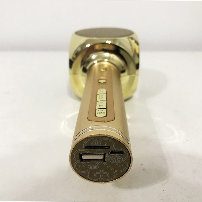 Бездротовий Bluetooth Мікрофон для Караоке Мікрофон DM Karaoke Y 63 + BT. Колір: золотий