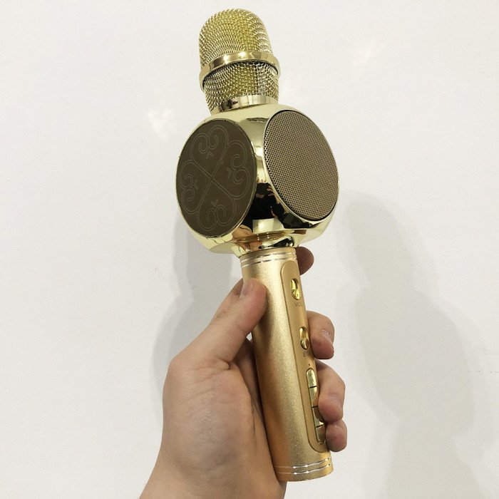 Бездротовий Bluetooth Мікрофон для Караоке Мікрофон DM Karaoke Y 63 + BT. Колір: золотий