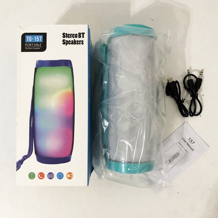 Портативна bluetooth колонка вологостійка TG-157 Pulse з різнокольоровою підсвіткою. Колір: бірюзовий