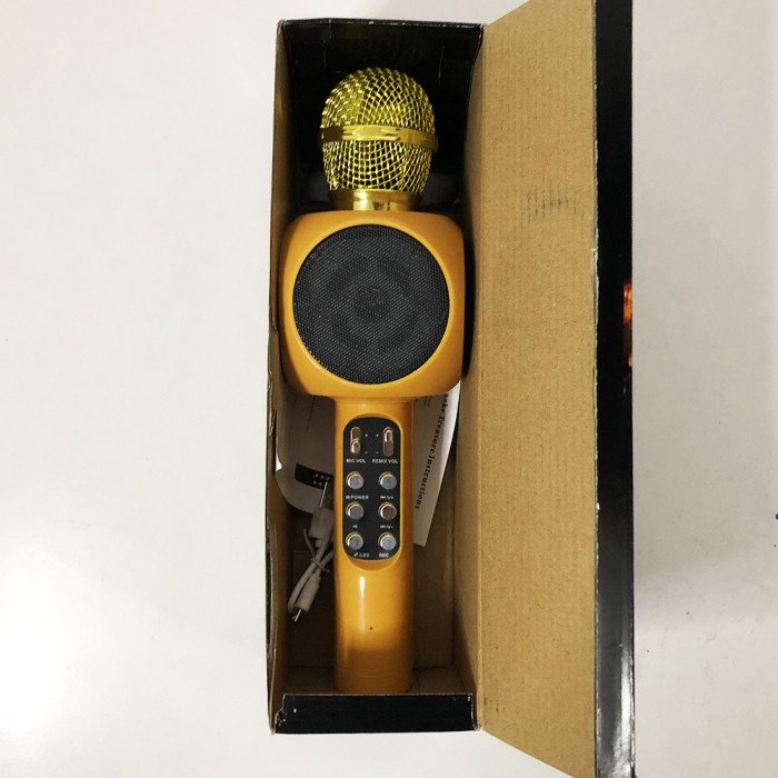 Безпровідний мікрофон караоке bluetooth WSTER WS-1816. Колір: золотий