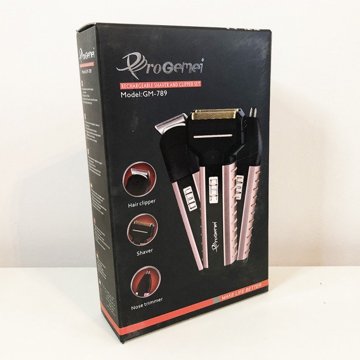Електрична бритва Gemei GM-789, 3 насадки, Чоловіча електробритва для гоління бездротова електробритва