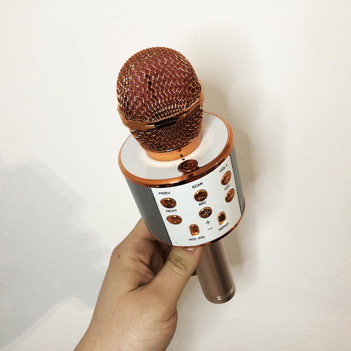 Безпровідний мікрофон для караоке WS-858 WSTER. Колір: рожеве золото