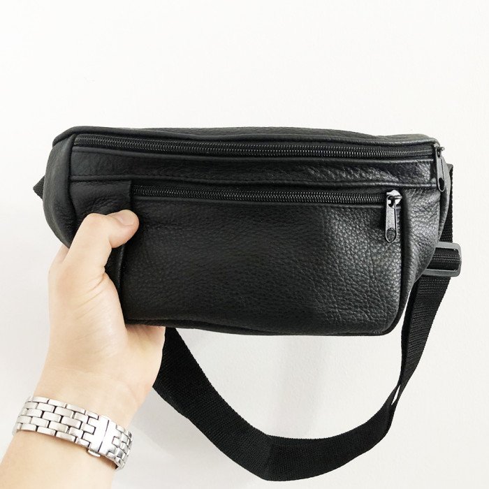 Чоловіча бананка з натуральної шкіри, Бананка для чоловіків, Бананка напоясна сумка, бананка містка