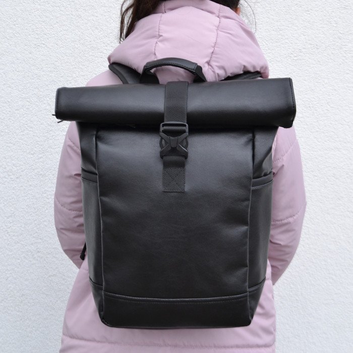 Набір: рюкзак ролл-топ з секцією для ноутбука + бананка з еко шкіри