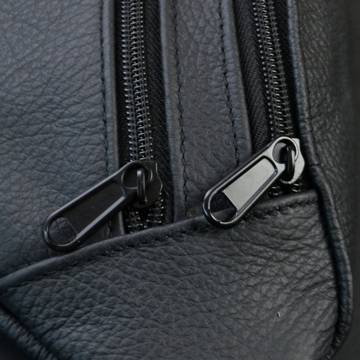 Бананка з натуральної шкіри, сумка чоловіча-жіноча барсетка чорна сумочка