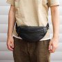 Бананка з натуральної шкіри, сумка чоловіча-жіноча барсетка чорна сумочка