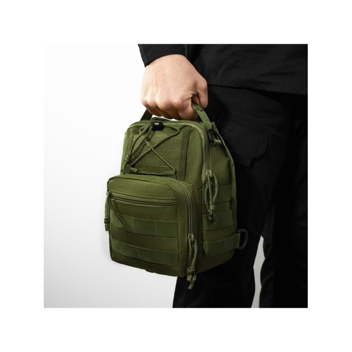 Якісна тактична сумка, укріплена чоловіча сумка, рюкзак тактична слінг. Колір: хакі