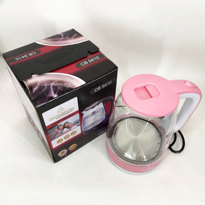 Електричний скляний чайник Crownberg CB-9410. Колір: рожевий