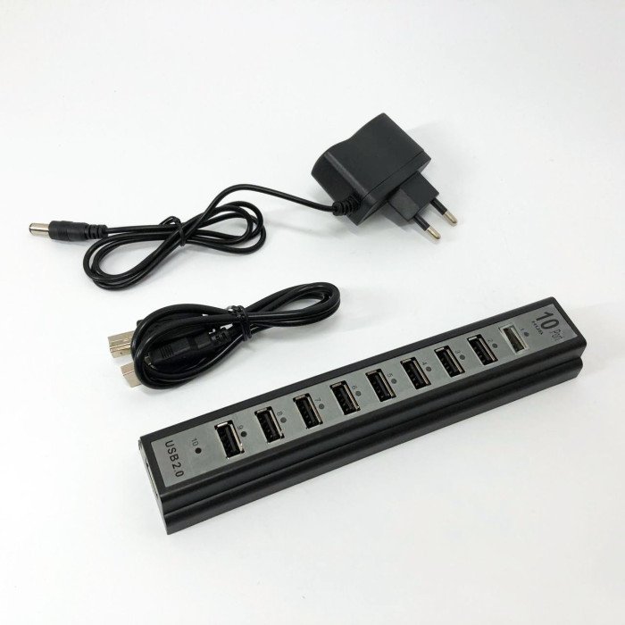 Розгалужувач USB HUB на 10 портів з активною зарядкою 220V, Розгалужувач юсб, Хаб для ноутбука