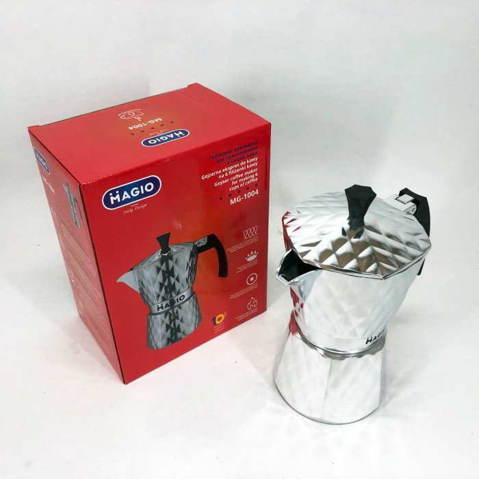 Гейзерна кавоварка Magio MG-1004 300 мл, гейзерна турка для кави, гейзерна кавоварка з нержавіючої сталі