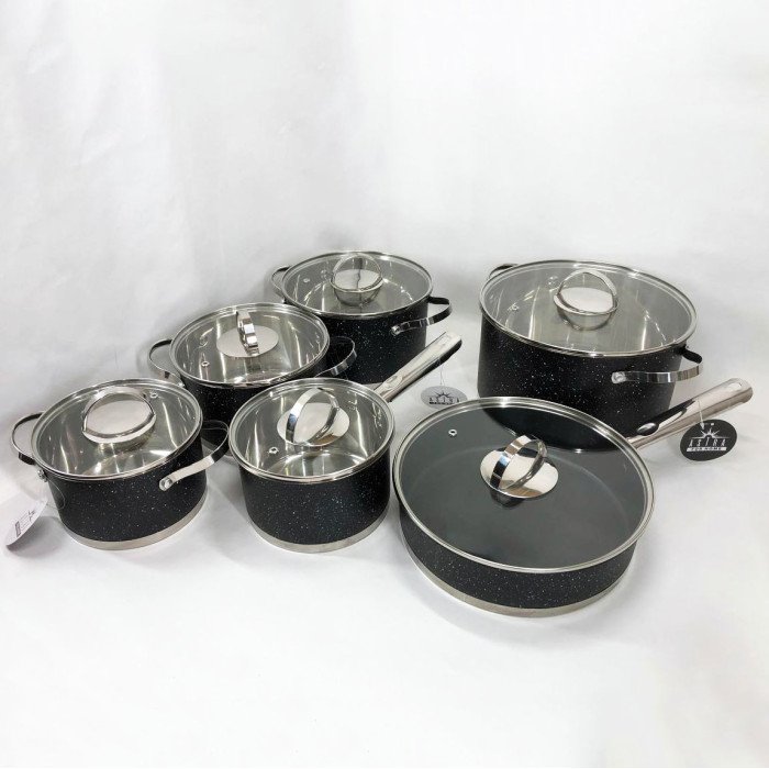 Набір посуду 12 предметів ASTRA A-2512, набір посуду для електричних плит, збірний набір каструль