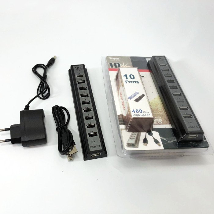 Розгалужувач USB HUB на 10 портів з активною зарядкою 220V, Розгалужувач юсб, Хаб для ноутбука