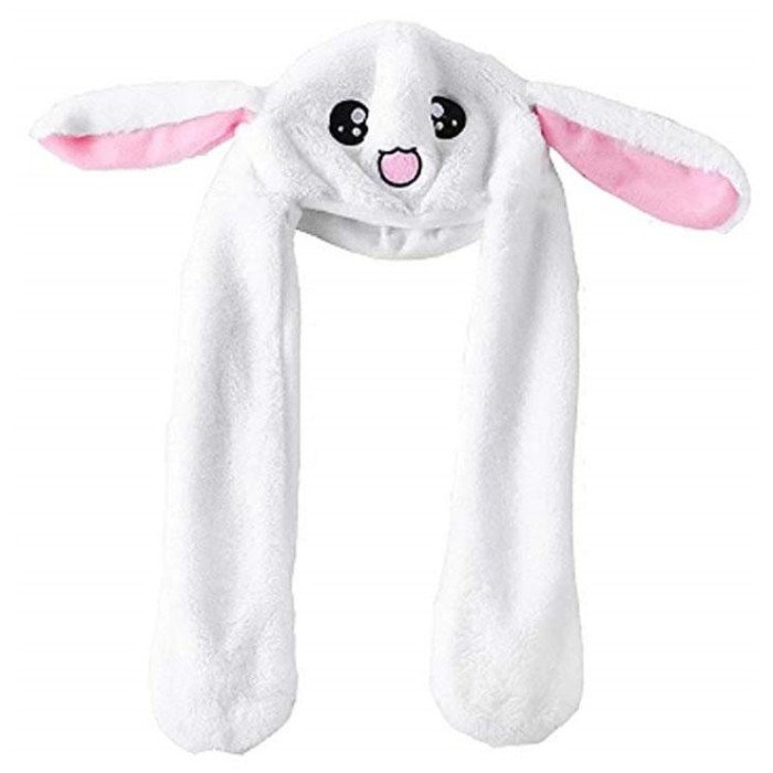 Карнавальна шапка з підсвічуванням: білий зайчик з піднімаються вухами