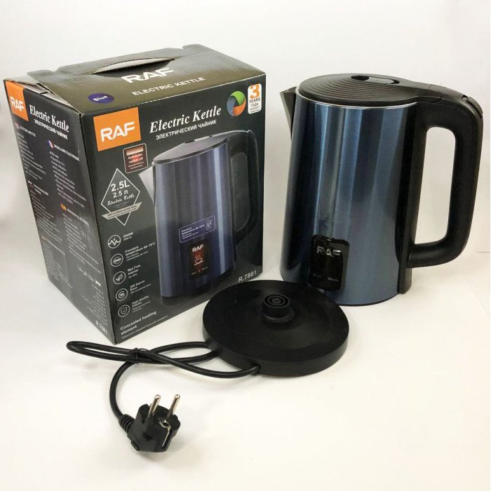 Електрочайник 2,5л 2000Вт RAF R7881. Колір: синій