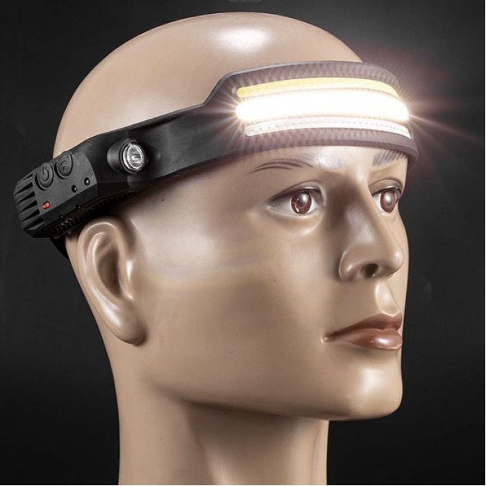 Ліхтар налобний стрічка BL-W689-LM+3COB, широкий кут огляду, надлегкий Акумуляторний ліхтарик на голову