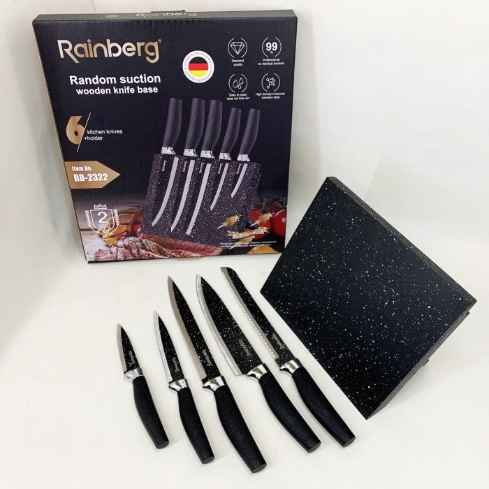 Набір ножів Rainberg RB-2322 з нержавіючої сталі з магнітною основою Black