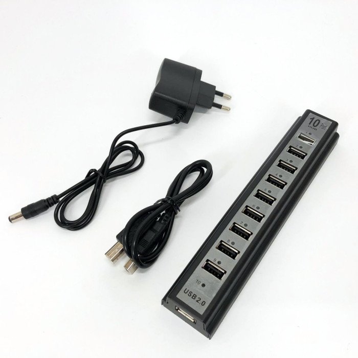 Розгалужувач USB HUB на 10 портів з активною зарядкою 220V, Розгалужувач юсб, Хаб для ноутбука