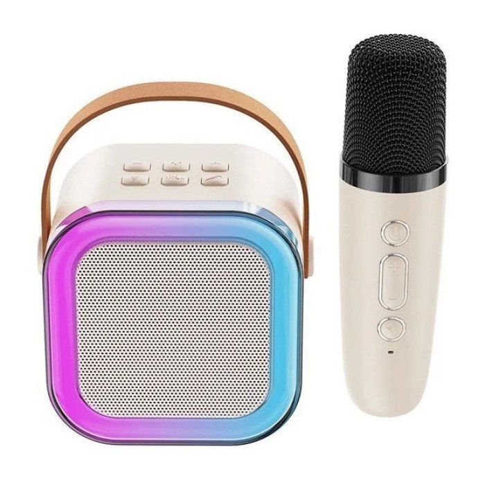 Портативна колонка з караоке мікрофоном та RGB підсвічуванням K12 10W Bluetooth. Колір: білий