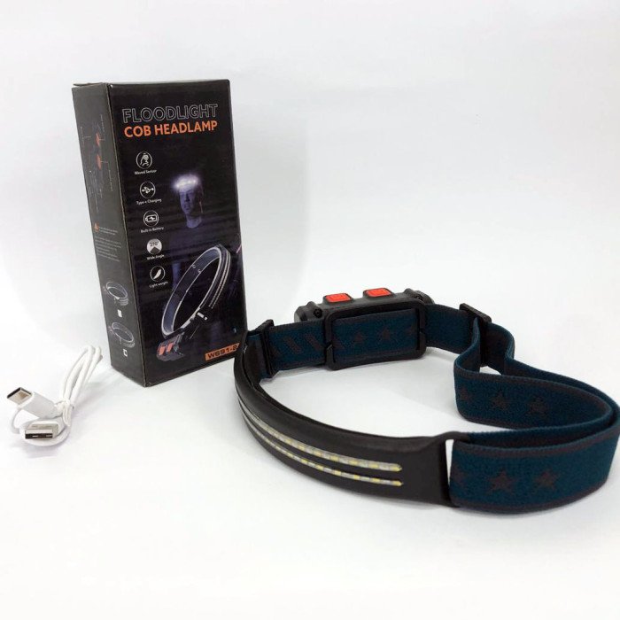 Ліхтар налобний акумуляторний BL-W691-2COB (white/red/RGB) з датчиком руху, потужний ліхтар налобний