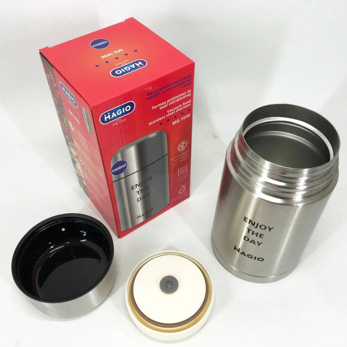 Термос MAGIO MG-1036 харчовий вакуумний 1000 мл, контейнери для їжі з відсіками, термос для їжі на роботу