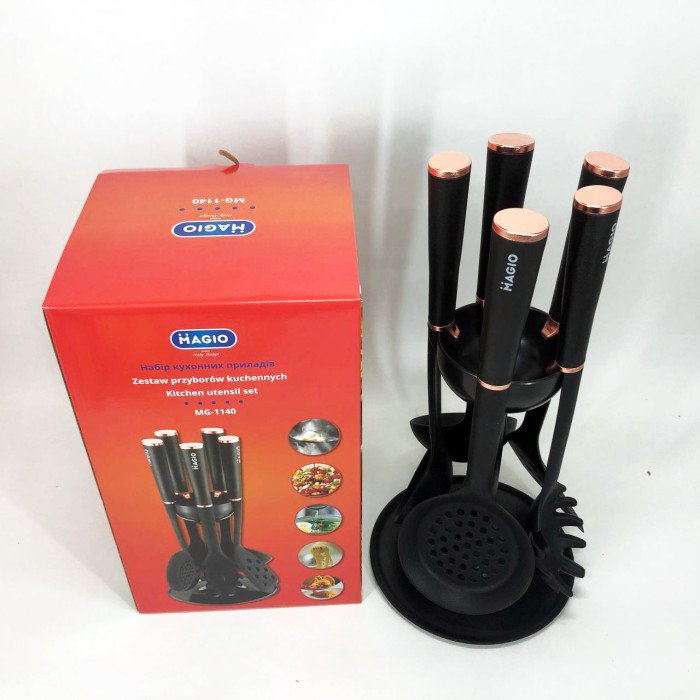 Набір кухонного приладдя MAGIO MG-1140, набір поварешок на підставці кухонний набір лопаток