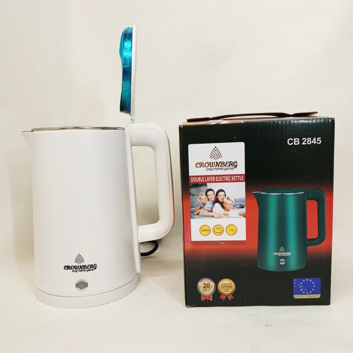 Електрочайник Crownberg CB-2845 дисковий 1.8л 1800Вт White