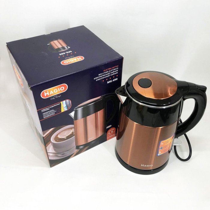 Електрочайник MAGIO MG-490, 1240Вт, 1.5л, гарний електричний чайник, тихий електричний чайник