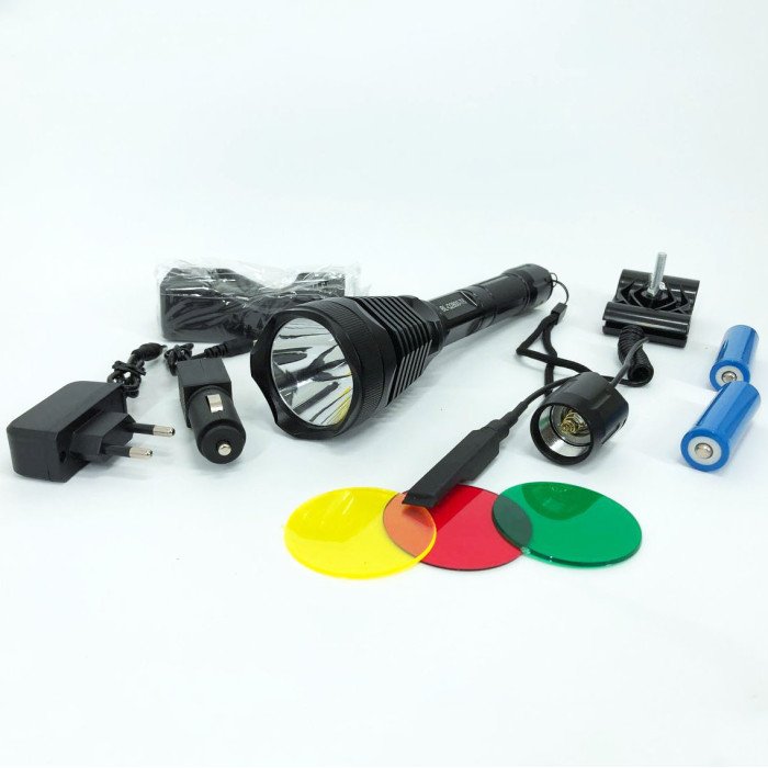 Ліхтар тактичний Police Q2800-T6 18650 х 2, заряджається від мережі 220В та авто ЗУ 12В, виносна кнопка