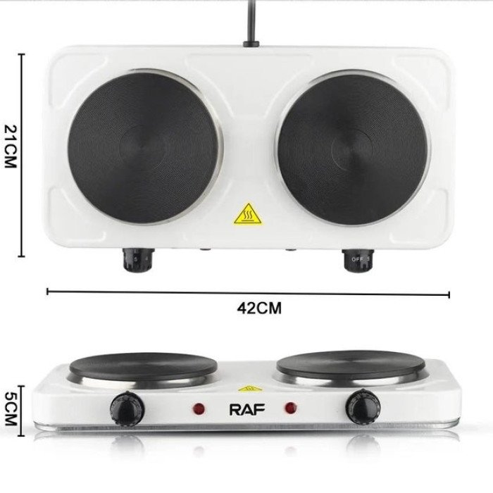 Плита двоконфоркова електрична кухонна RAF-8020A настільна переносна електроплита дискова