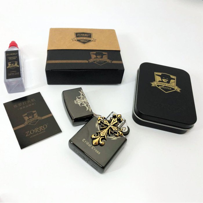 Запальничка бензинова Zorro HL-294, запальнички подарунки для чоловіків, оригінальна бензинова запальничка