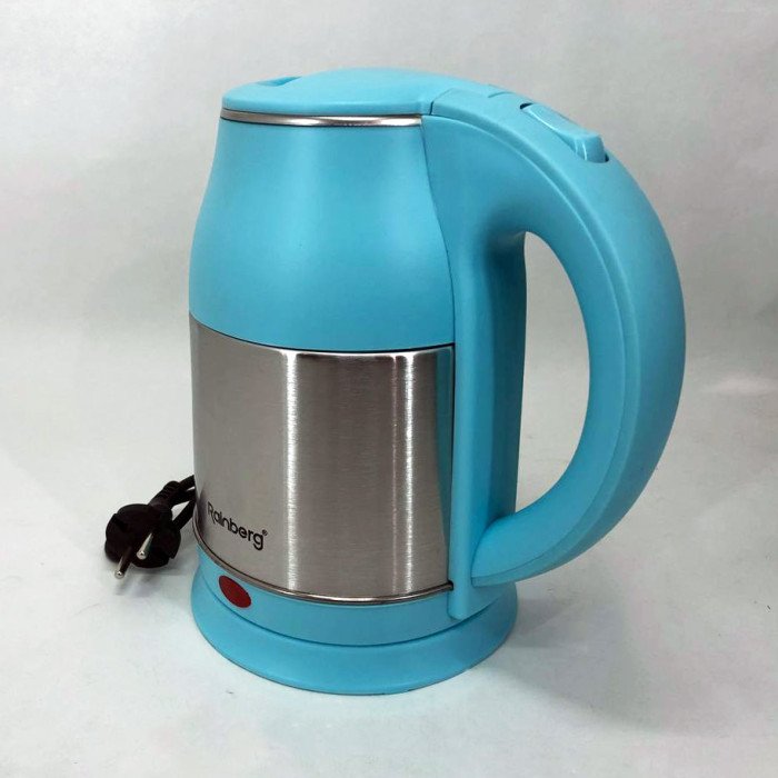 Електрочайник Rainberg RB-808 2 л нержавіюча сталь. Колір: блакитний