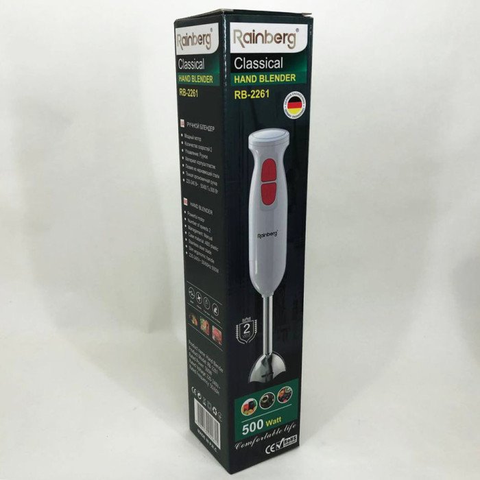 Блендер занурювальний Rainberg RB-2261 - 500 Вт, міксер блендер ручний, блендер для кухні. Колір: білий