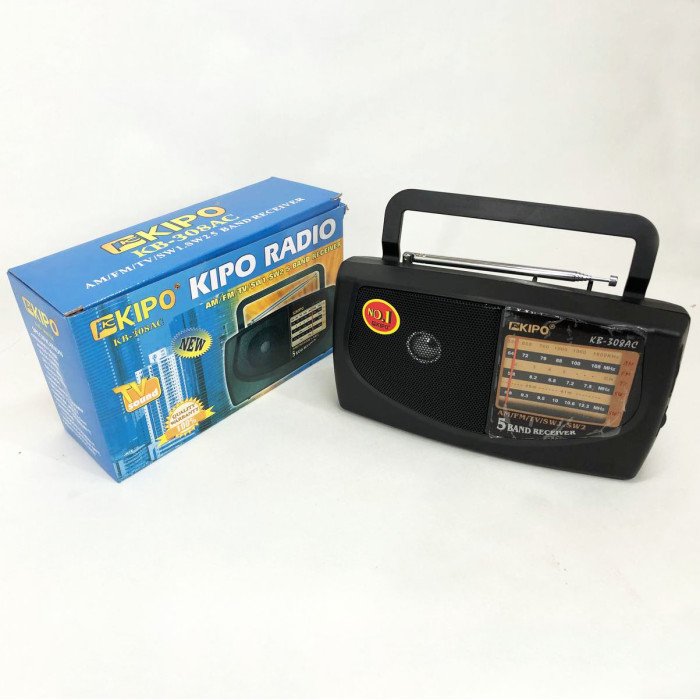 Радіоприймач KIPO KB-308AC - потужний 5-ти хвильовий фм Радіоприймач fm діапазону, Приймач фм радіо