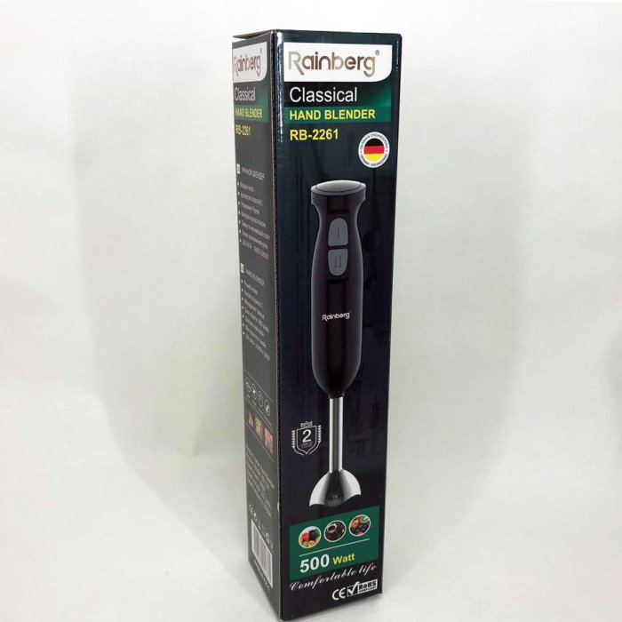 Блендер занурювальний Rainberg RB-2261 - 500 Вт, блендер для дому, блендер для кухні. Колір: чорний