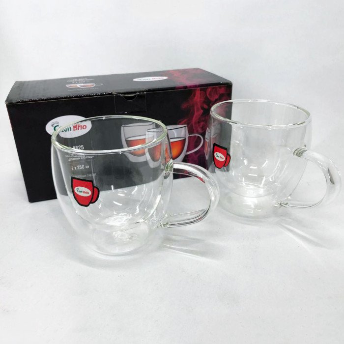 Набір чашок з подвійними стінками Con Brio CB-8625-2, 2 шт, 250 мл, подвійна склянка для кави