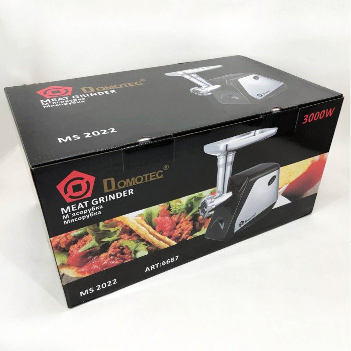 Електрична м'ясорубка Domotec MS-2022, м'ясорубка для дому, м'ясорубка для домашньої ковбаси