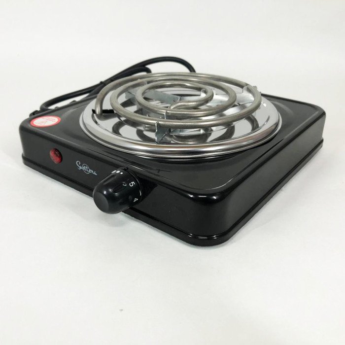 Плита електрична Suntera SP-1910, електроплита 1000 w, електроплита 1 комфорка. Колір: чорний